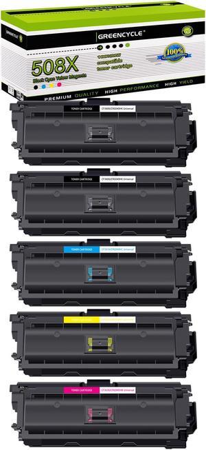 greencycle 5 Pack Toner Cartridge Compatible for HP 508X CF360X CF361X CF362X CF363X Toner Works on M577c M577z M577f M552dn M553dn M553n Printer (2 Black 1 Cyan 1 Yellow 1 Magenta)