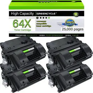 greencycle CC364X Toner Cartridge Replacement Compatible for HP 64X Black Toner Cartridge Laserjet P4015dn P4015n P4015tn P4015x P4515n P4515tn P4515(4Pack)