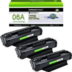 GREENCYCLE High-Yield 06A C3906A Toner Cartridge Replacement Compatible for HP Laser jet 5L Xtra 5L-FS 6L 6Lse 6Lxi 3100 3100se 3100xi 3150 3150se 3150xi,Page Yield Up to 3100 Pages (Black,3 Pack)