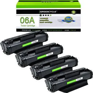 GREENCYCLE High-Yield 06A C3906A Toner Cartridge Replacement Compatible for HP Laser jet 5L Xtra 5L-FS 6L 6Lse 6Lxi 3100 3100se 3100xi 3150 3150se 3150xi,Page Yield Up to 3100 Pages (Black,4 Pack)