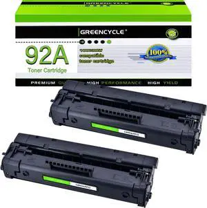 GREENCYCLE C4092A Compatible Toner Cartridge Replacement for HP C4092A 92A Toner Cartridge use for Laser Jet 1100 1100a 1100ase 1100axi 1100se 1100xi 3200 3200m 3200se Printer(2 Pack,Black)