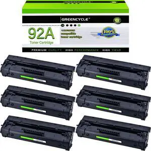 GREENCYCLE C4092A Compatible Toner Cartridge Replacement for HP C4092A 92A Toner Cartridge use for Laser Jet 1100 1100a 1100ase 1100axi 1100se 1100xi 3200 3200m 3200se Printer(6 Pack,Black)