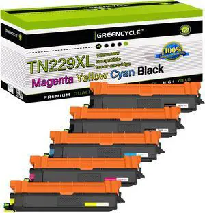 Greencycle TN229XL TN229-XL (BK/Y/M/C) Toner Cartridge Compatible for Brother TN229 TN229K use with MFC-L3780CDW MFC-L3720CDW HL-L3220CDW HL-L3280CDW HL- L3300CDW Printer(5 Pack,High yield)