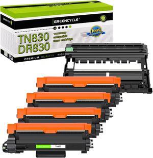 Greencycle (4 toner, 1 drum) TN830 Toner cartridge & DR830 Drum unit Compatible for Brother HL-L2460DW HL-L2405W HL-L2480DW DCP-L2640DW MFC-L2820DW printer (with Chip)