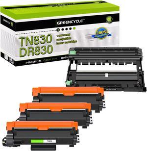 Greencycle (3 toner, 1 drum) TN830 Toner cartridge & DR830 Drum unit Compatible for Brother HL-L2460DW HL-L2405W HL-L2480DW DCP-L2640DW MFC-L2820DW printer (with Chip)