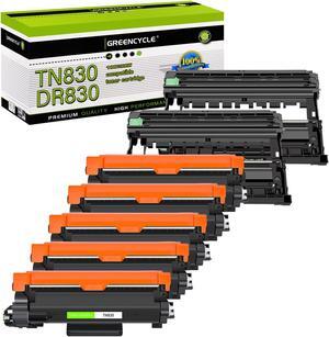 Greencycle (5 toner, 2 drum) TN830 Toner cartridge & DR830 Drum unit Compatible for Brother HL-L2460DW HL-L2405W HL-L2480DW DCP-L2640DW MFC-L2820DW printer (with Chip)
