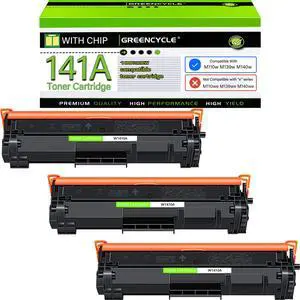 GREENCYCLE W1410A WITH CHIP Compatible Toner Cartridge Replacement for HP W1410A 141A Toner Cartridge use for Laser jet Pro M110w MFP M140w M139w Printer(3 Pack,Black,with chip)