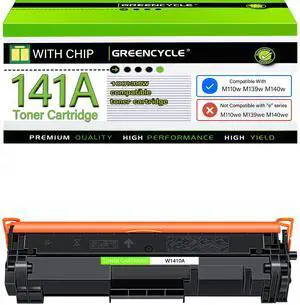 GREENCYCLE W1410A WITH CHIP Compatible Toner Cartridge Replacement for HP W1410A 141A Toner Cartridge use for Laser jet Pro M110w MFP M140w M139w Printer(1 Pack,Black,with chip)