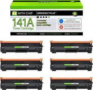 GREENCYCLE W1410A WITH CHIP Compatible Toner Cartridge Replacement for HP W1410A 141A Toner Cartridge use for Laser jet Pro M110w MFP M140w M139w Printer(6 Pack,Black,with chip)