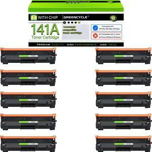 GREENCYCLE W1410A WITH CHIP Compatible Toner Cartridge Replacement for HP W1410A 141A Toner Cartridge use for Laser jet Pro M110w MFP M140w M139w Printer(10 Pack,Black,with chip)