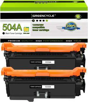 greencycle 2 Pack Toner Cartridge Compatible for HP 504A CE250A Black Toner Works on Color Laser jet CP3525dn CM3530TS CP3525 CM3530 CM3530fs MFP Printer