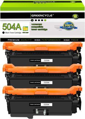 greencycle 3 Pack Toner Cartridge Compatible for HP 504A CE250A Black Toner Works on Color Laser jet CP3525dn CM3530TS CP3525 CM3530 CM3530fs MFP Printer