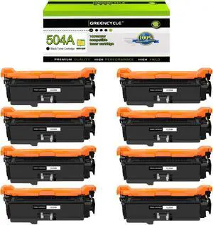 greencycle 8 Pack Toner Cartridge Compatible for HP 504A CE250A Black Toner Works on Color Laser jet CP3525dn CM3530TS CP3525 CM3530 CM3530fs MFP Printer