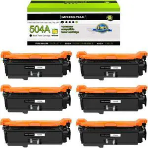 greencycle 6 Pack Toner Cartridge Compatible for HP 504A CE250A Black Toner Works on Color Laser jet CP3525dn CM3530TS CP3525 CM3530 CM3530fs MFP Printer