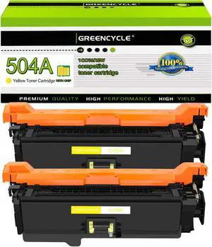 greencycle 2 Pack Toner Cartridge Compatible for HP 504A CE252A Yellow Toner Work with CP3525 CM3530 CM3530fs CP3525dn CP3525n CP3525x Printer