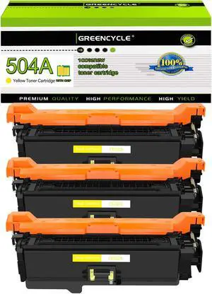 greencycle 3 Pack Toner Cartridge Compatible for HP 504A CE252A Yellow Toner Work with CP3525 CM3530 CM3530fs CP3525dn CP3525n CP3525x Printer