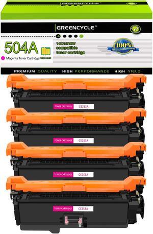 greencycle 4 Pack Toner Cartridge Compatible for HP 504A CE253A Magenta Toner Works on Color Laser jet CP3525dn CM3530TS CP3525 CM3530 CM3530fs MFP Printer