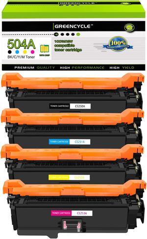 greencycle Toner Cartridge Compatible for HP 504A CE250A CE251A CE252A CE253A Toner Works on Color Laser jet CP3525dn CM3530TS CP3525 CM3530 Printer (1 Black 1 Cyan 1 Yellow 1 Magenta)