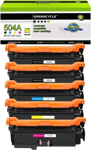 greencycle Toner Cartridge Compatible for HP 504A CE250A CE251A CE252A CE253A Toner Works on Color Laser jet CP3525dn CM3530TS CP3525 CM3530 Printer (2 Black 1 Cyan 1 Yellow 1 Magenta)