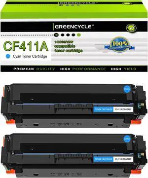 greencycle 2 Pack 410A CF411A Compatible Toner Cartridge Replacement for HP 410A CF411A Cyan Toner work with Color Laser Jet Pro M452dn M452dw M452nw M477fdn M477fdw M477fnw M377dw Printer
