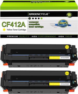 greencycle 2 Pack 410A CF412A Compatible Toner Cartridge Replacement for HP 410A CF412A Yellow Toner Works on Color Laser Jet Pro M452dn M452dw M452nw M477fdn M477fdw M477fnw M377dw Printer
