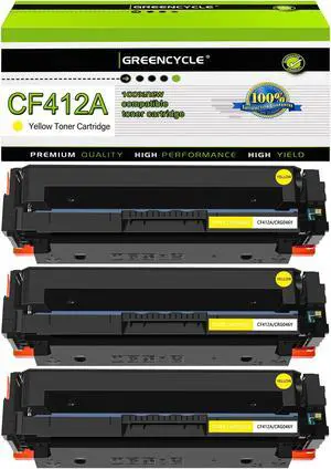 greencycle 3 Pack 410A CF412A Compatible Toner Cartridge Replacement for HP 410A CF412A Yellow Toner Works on Color Laser Jet Pro M452dn M452dw M452nw M477fdn M477fdw M477fnw M377dw Printer
