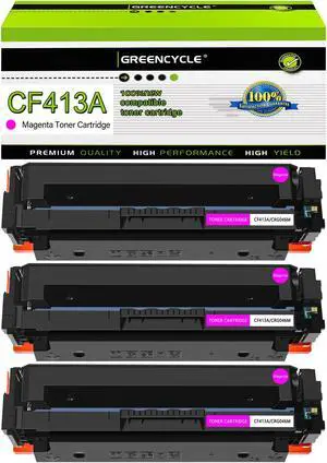 GREENCYCLE 3 Pack 410A CF413A Magenta Toner Cartridge Replacement Compatible for HP 410A CF413A for work with Color Laserjet Pro MFP M477fdn M477fdw M477fnw M452dn M452nw M452dw M377dw Series Printer