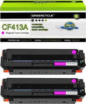 GREENCYCLE 2 Pack 410A CF413A Magenta Toner Cartridge Replacement Compatible for HP 410A CF413A for work with Color Laserjet Pro MFP M477fdn M477fdw M477fnw M452dn M452nw M452dw M377dw Series Printer