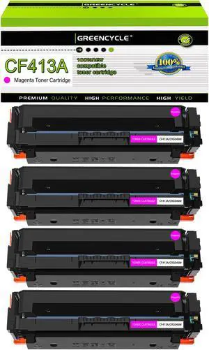 GREENCYCLE 4 Pack 410A CF413A Magenta Toner Cartridge Replacement Compatible for HP 410A CF413A for work with Color Laserjet Pro MFP M477fdn M477fdw M477fnw M452dn M452nw M452dw M377dw Series Printer