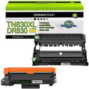 greencycle TN830XL Black Toner Cartridge and DR830 Drum Set Compatible for Brother TN-830XL TN830 TN-830 DR-830 use HL-L2460DW L2400D L2480DW L2405W MFC-L2820DW DCP-L2640DW Printer (1 Toner 1 Drum)