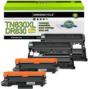 greencycle TN830XL Black Toner Cartridge and DR830 Drum Set Compatible for Brother TN-830XL TN830 TN-830 DR-830 use HL-L2460DW L2400D L2480DW L2405W MFC-L2820DW DCP-L2640DW Printer (2 Toner 2 Drum)