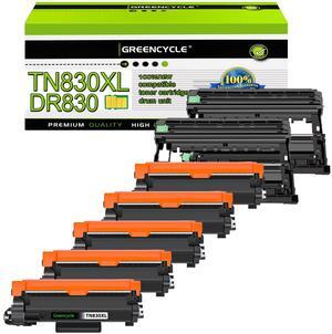 greencycle TN830XL Black Toner Cartridge and DR830 Drum Set Compatible for Brother TN-830XL TN830 TN-830 DR-830 use HL-L2460DW L2400D L2480DW L2405W MFC-L2820DW DCP-L2640DW Printer (5 Toner 2 Drum)