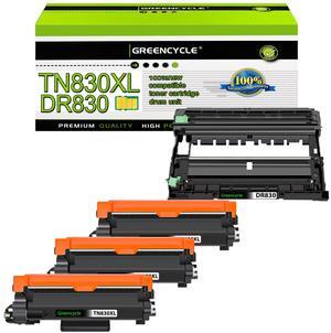 greencycle TN830XL Black Toner Cartridge and DR830 Drum Set Compatible for Brother TN-830XL TN830 TN-830 DR-830 use HL-L2460DW L2400D L2480DW L2405W MFC-L2820DW DCP-L2640DW Printer (3 Toner 1 Drum)