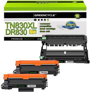 greencycle TN830XL Black Toner Cartridge and DR830 Drum Set Compatible for Brother TN-830XL TN830 TN-830 DR-830 use HL-L2460DW L2400D L2480DW L2405W MFC-L2820DW DCP-L2640DW Printer (2 Toner 1 Drum)