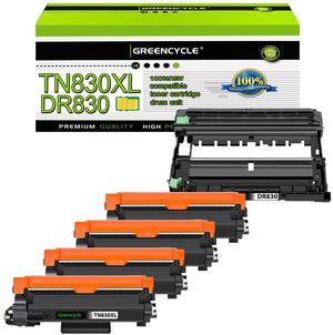 greencycle TN830XL Black Toner Cartridge and DR830 Drum Set Compatible for Brother TN-830XL TN830 TN-830 DR-830 use HL-L2460DW L2400D L2480DW L2405W MFC-L2820DW DCP-L2640DW Printer (4 Toner 1 Drum)
