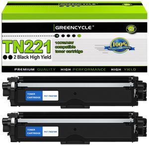 greencycle 2 Pack TN221 Compatible Black Toner Cartridge Replacement for Brother TN221K TN-221 TN221BK Work with HL-3170CDW HL-3140CW HL-3180CDW MFC-9130CW MFC-9330CDW Laser Printer - High Yield