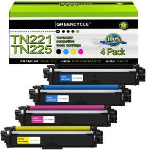 greencycle 4 Pack Compatible Toner Cartridge Replacement for Brother TN225 TN221 to Use with MFC-9130CW HL-3170CDW HL-3140CW HL-3180CDW MFC-9330CDW Printer (1 Black, 1 Cyan, 1 Magenta, 1 Yellow)