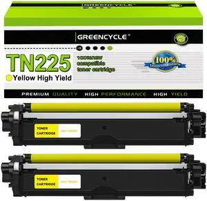 greencycle 2 Pack Compatible Yellow Toner Cartridge Replacement for Brother TN225Y TN225 TN221 TN-225 to Use with MFC-9130CW HL-3170CDW HL-3140CW HL-3180CDW MFC-9330CDW Printer high Yield
