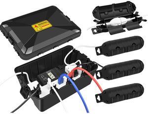 Greencycle IP54 Weatherproof Extension Cord Cover + 4 Small Weatherproof Extension Cord Safety Cover, 1 Set,  Protect Outdoor Power Strip Outlet Plug Timer Christmas Decoration, Black