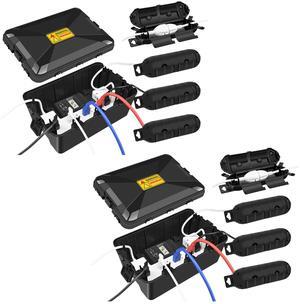 Greencycle IP54 Weatherproof Extension Cord Cover + 4 Small Weatherproof Extension Cord Safety Cover, 2 Set,  Protect Outdoor Power Strip Outlet Plug Timer Christmas Decoration, Black