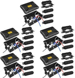 Greencycle IP54 Weatherproof Extension Cord Cover + 4 Small Weatherproof Extension Cord Safety Cover, 5 Set,  Protect Outdoor Power Strip Outlet Plug Timer Christmas Decoration, Black