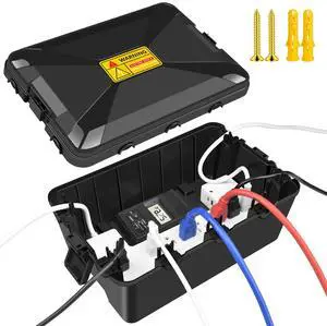 1PK Large Outdoor Electrical Box Waterproof (12.9 x 8.3 x 5.2 inch), Greencycle IP54 Waterproof Extension Cord Cover Weatherproof with 7 Cable Seal Entry,Protects Outdoor Outlets, Timers, Plugs