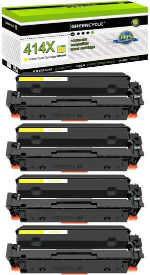 greencycle 4 Pack 414X Yellow Toner Cartridge Compatible for HP 414X 414A W2022X W2022A Yellow Toner to use in Enterprise M455dn , MFP M480f , Pro M454 Series and MFP M479 Series Printers