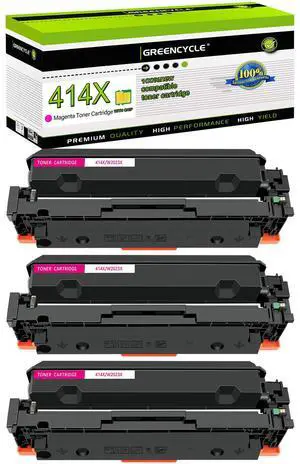 greencycle 3 Pack 414X Magenta Toner Cartridge Compatible for HP 414X 414A W2022X W2022A Yellow Toner to use in Enterprise M455dn , MFP M480f , Pro M454 Series and MFP M479 Series Printers