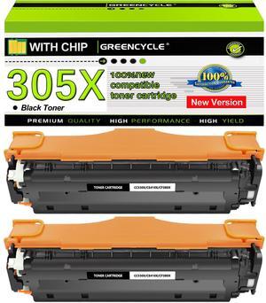greencycle 2 Pack 305X CE410X Black Compatible Toner Cartridge Replacement for HP 305X 305A CE410X CE410A Works on M451nw M451dw M451dn MFP M475dn M475dw M375nw Color Laser Printer