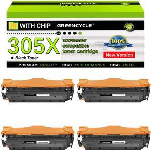 greencycle 4 Pack 305X CE410X Black Compatible Toner Cartridge Replacement for HP 305X 305A CE410X CE410A Works on M451nw M451dw M451dn MFP M475dn M475dw M375nw Color Laser Printer