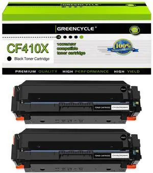 greencycle 2 Pack Toner Cartridge Compatible for HP 410A 410X CF410X Black Toner Works on Color Laser Jet Pro M452dn M452dw M452nw M477fdn M477fdw M477fnw M377dw Printer