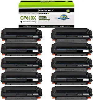 greencycle 10 Pack Toner Cartridge Compatible for HP 410A 410X CF410X Black Toner Works on Color Laser Jet Pro M452dn M452dw M452nw M477fdn M477fdw M477fnw M377dw Printer