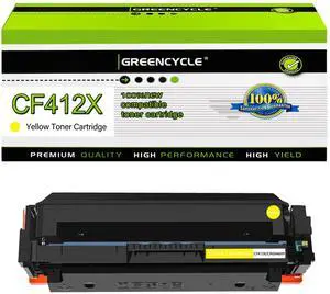 greencycle 1 Pack Toner Cartridge Compatible for HP 410A 410X CF412X Yellow Toner Work with Color Laser Jet Pro M452dn M452dw M452nw M477fdn M477fdw M477fnw M377dw Printer