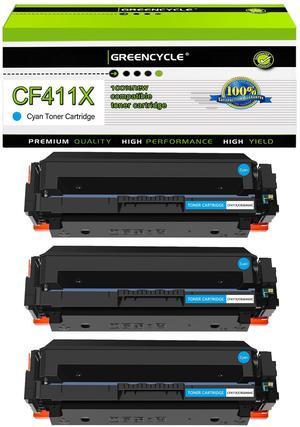 greencycle 3 Pack Toner Cartridge Compatible for HP 410A 410X CF411X Cyan Toner Work with Color Laser Jet Pro M452dn M452dw M452nw M477fdn M477fdw M477fnw M377dw Printer